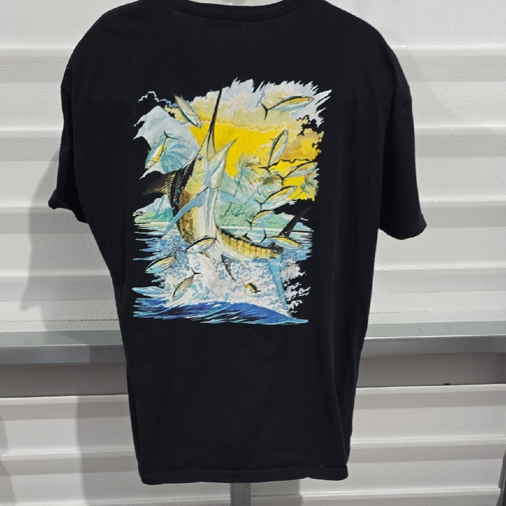 Guy Harvey Black and Yellow Graphic Short Sleeve Tee